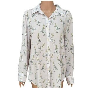 Women's LOFT Pink Floral Print Button-Down Shirt - Size M